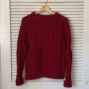 LL Bean Maroon Signature Fisherman sweater Medium